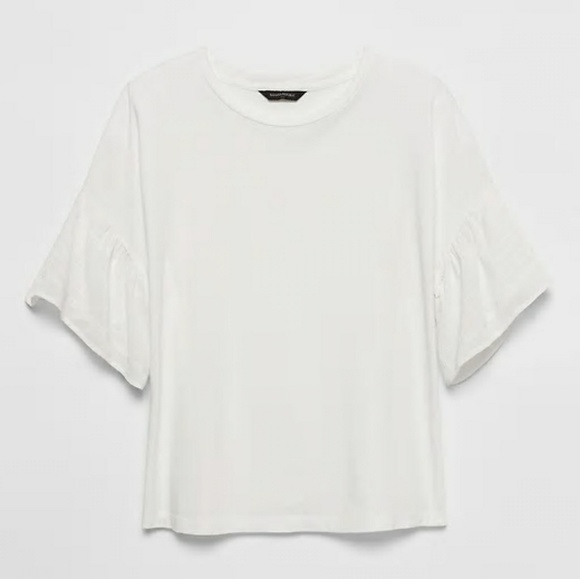 Banana Republic Ruffle Sleeve Top Crew Neck - Picture 2 of 2